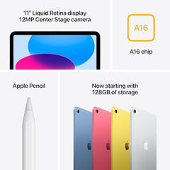 Apple iPad 11-inch: A16 chip, 11-inch Model, Liquid Retina Display Wi-Fi 6 + 5G Cellular All-Day Battery Life