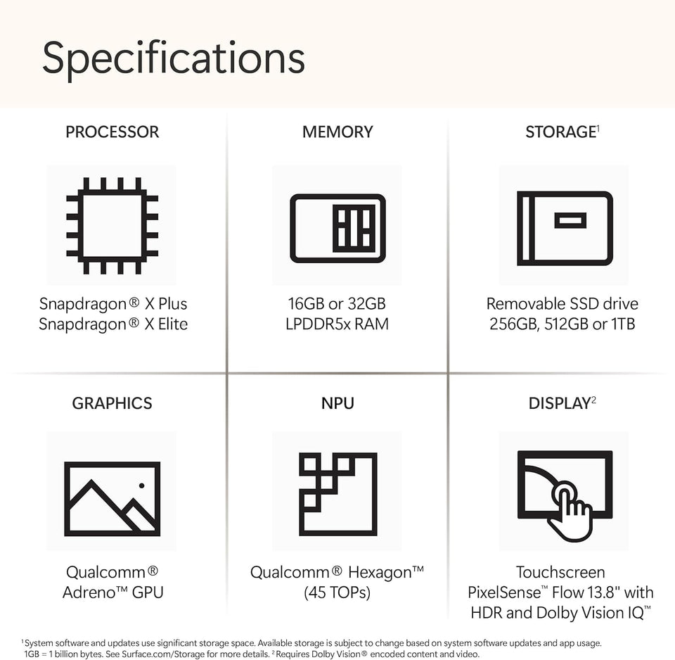 Microsoft Surface Laptop (2024), Windows 11 Copilot+ PC, 13.8" Touchscreen Display, Snapdragon X Elite (12 core), 16GB RAM, 256GB SSD Storage, Sapphire