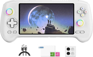 Doriteney RG557 Retro Handheld Game Console Android 14 Gaming Console 5.48" AMOLED HD Screen NO Game Card Game Player RG557 Support RGB Lighting 5500mAh Battery White