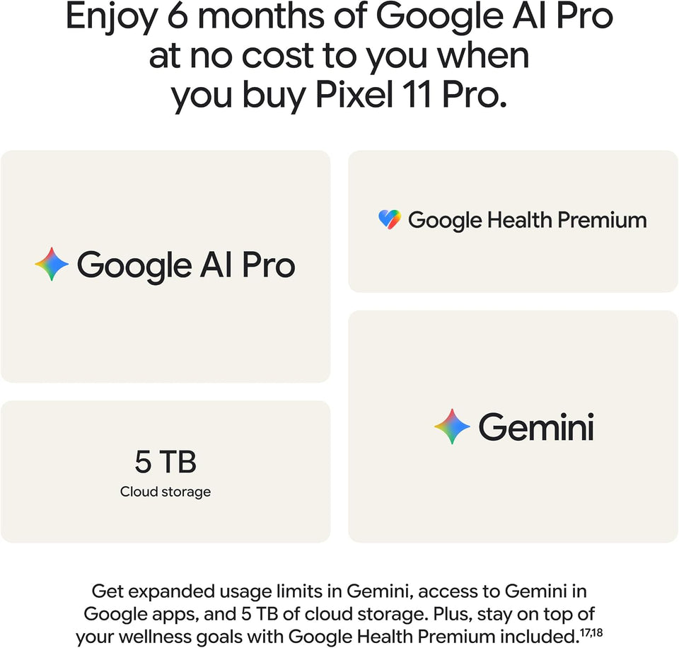 Google Pixel 11 Pro XL - Unlocked Smartphone, Gemini - 256 GB - Canyon