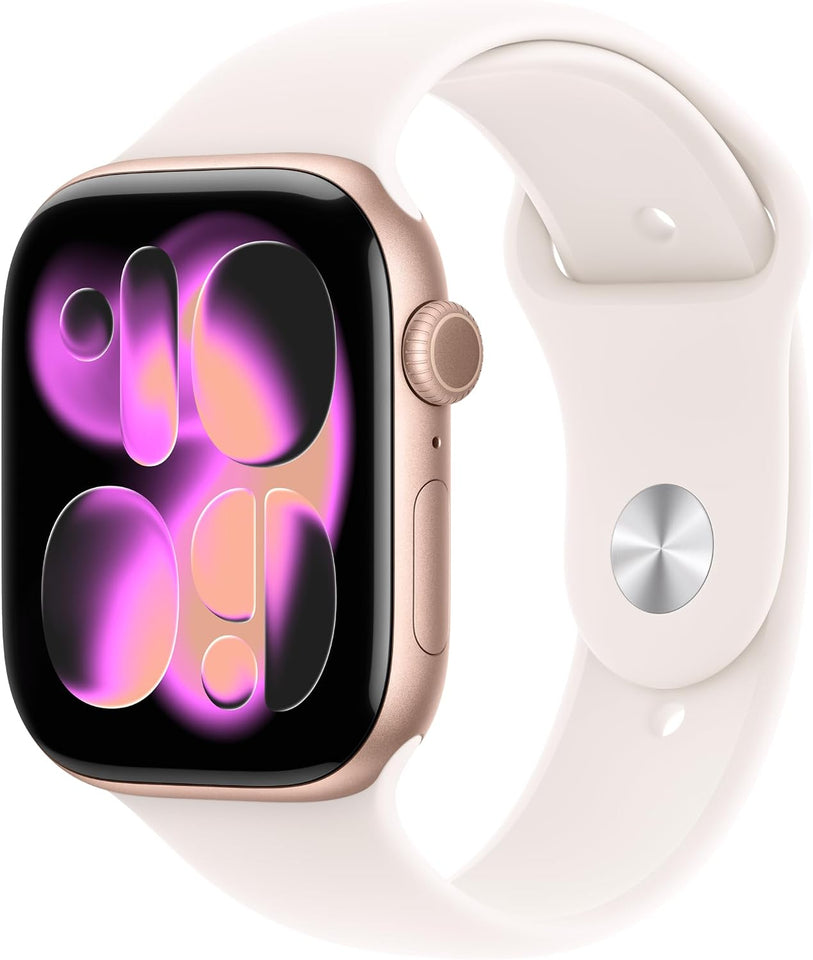 Apple Watch Series 11 [GPS 42mm] Smartwatch with Rose Gold Aluminum Case with Light Blush Sport Band - S/M. Sleep Score, Fitness Tracker, Health Monitoring, Always-On Display, Water Resistant