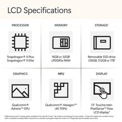 Microsoft Surface Pro 2-in-1 Laptop/Tablet (2024), Windows 11 Copilot+ PC, 13" Touchscreen LCD Display, Snapdragon X Plus, 16GB RAM, 256GB Storage, 5G Connectivity, Platinum