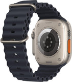 Apple Watch Ultra [GPS + Cellular 49mm] Titanium Case with Midnight Ocean Band, One Size (Renewed)