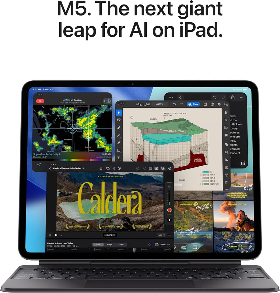 Apple iPad Pro 13-inch (M5): Ultra Retina XDR Display, 256GB, Landscape 12MP Front Camera/12MP Back Camera, LiDAR Scanner, Wi-Fi 7 with Apple N1, Face ID, All-Day Battery Life — Space Black